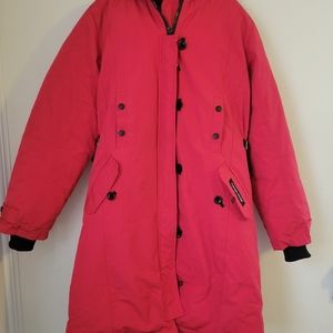 Cananda Goose Women's Hooded Fox Fur Goose Down Parka Red Large